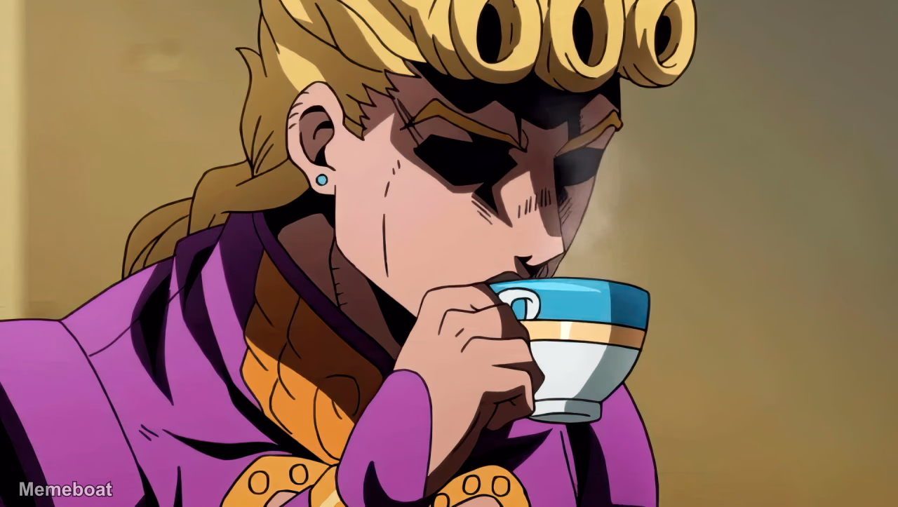 Giorno Drinking Tea - meme generator image preview