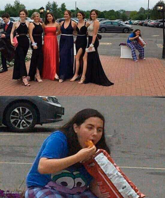 Girl eating chips - meme generator image preview