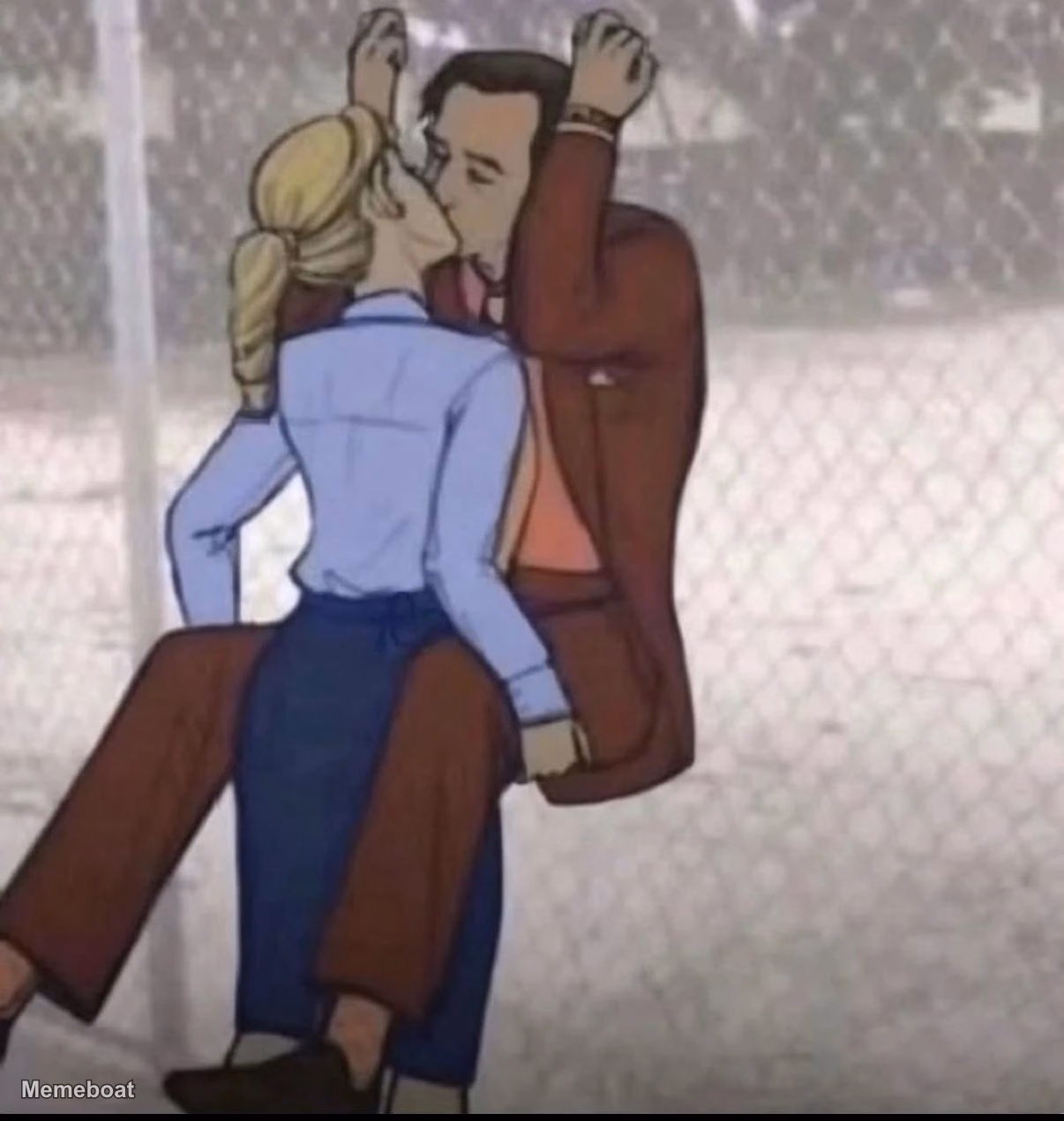 Girl Lifting Guy Kissing - meme generator image preview