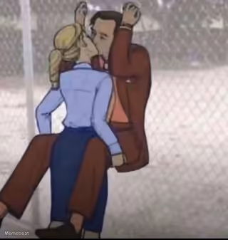 Girl Lifting Guy Kissing