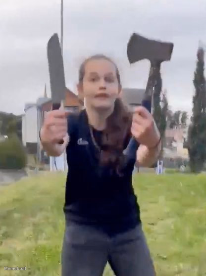 Girl with Knife and Axe - meme generator image preview