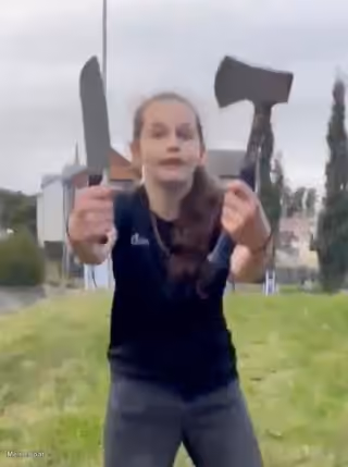 Girl with Knife and Axe