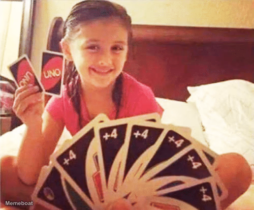 Uno Draw Cards Girl - meme generator image preview