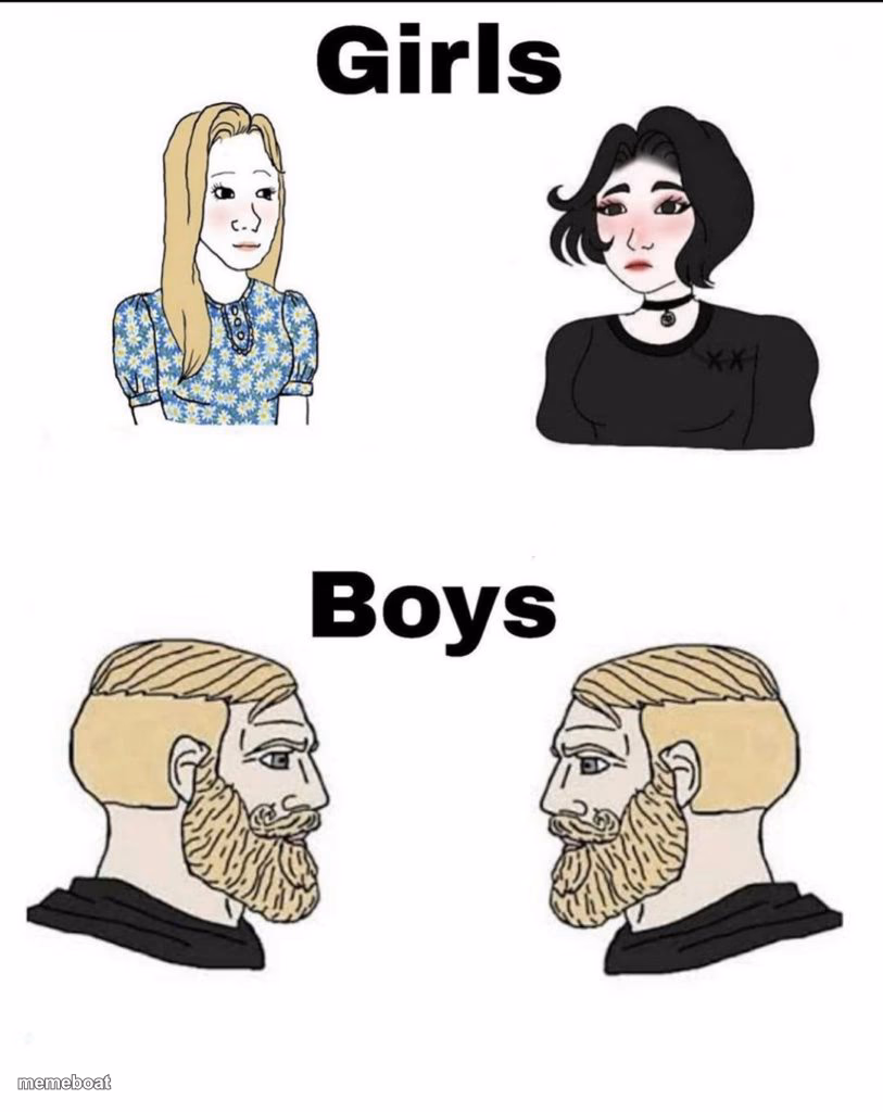 Girls and boys conversation - meme generator image preview