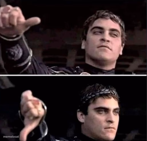 Gladiator thumbs down - meme generator image preview
