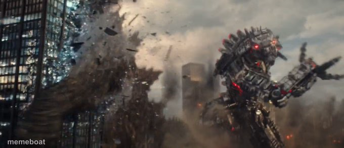 godzilla getting hit by mecha-godzilla - meme generator image preview