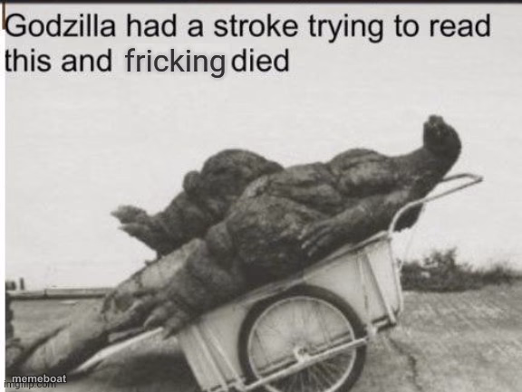 Godzilla had a stroke trying to read this and fricking died - meme generator image preview