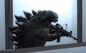 Godzilla with a gun - meme generator image preview