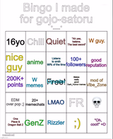 Gojo’s bingo (Reimagined by OwU)