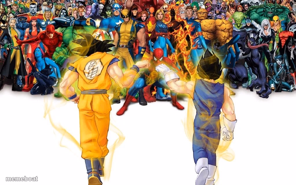 Goku and Vegeta vs Marvel - meme generator image preview