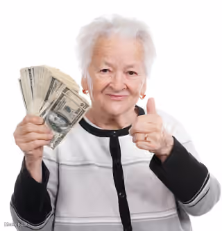 Grandma with Money Thumbs Up