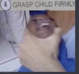 Grasp child firmly