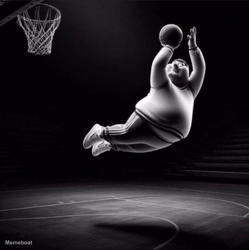 Fat Guy Slam Dunk - meme generator image preview