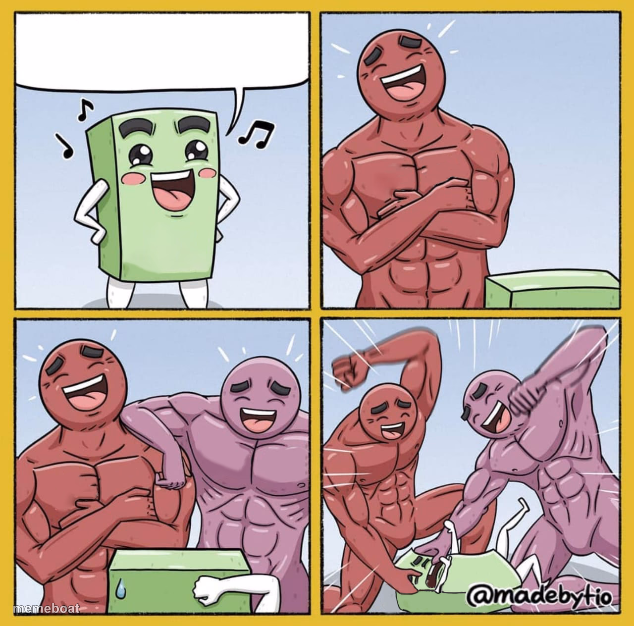 Green Rectangle Beaten Up - meme generator image preview