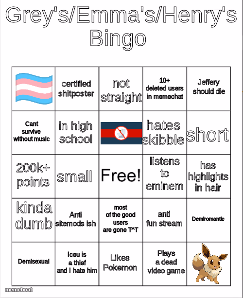 Grey's/Emma's Bingo (Fixed) - meme generator image preview