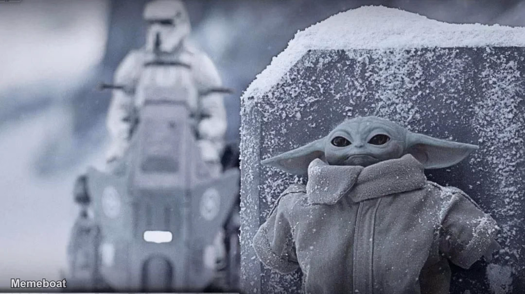 Grogu Hiding from Stormtrooper / X Hiding from Y - "The Mandalorian & Grogu" - meme generator image preview