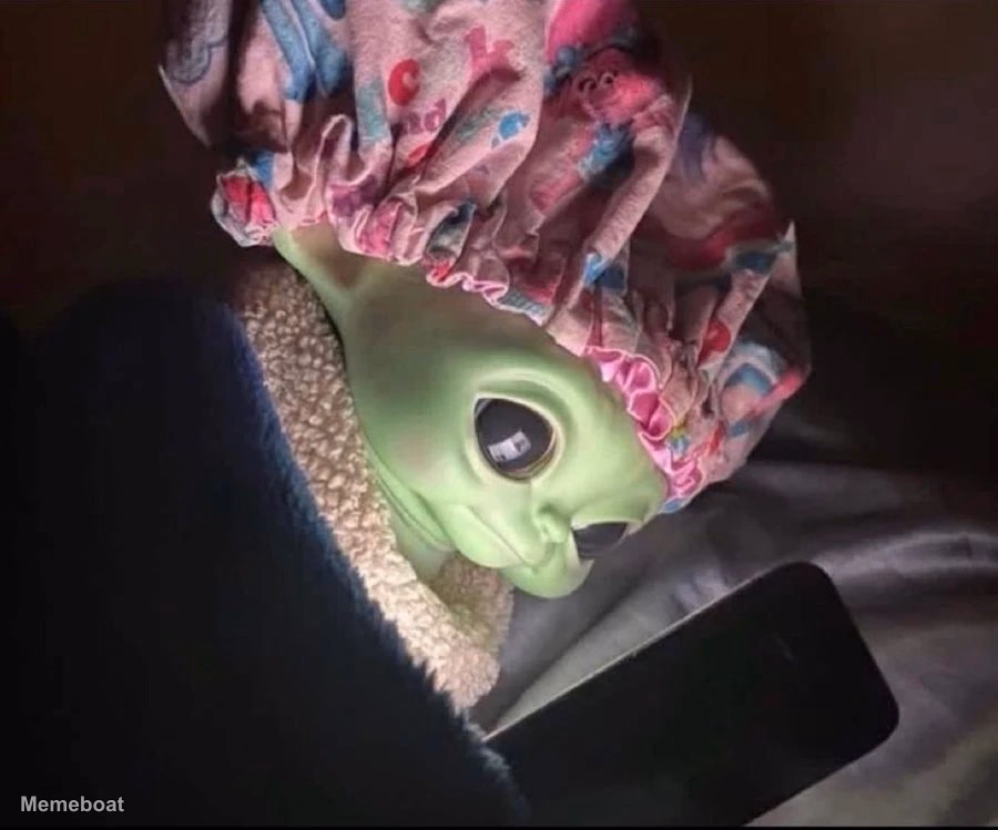Grogu Looking at Phone - meme generator image preview