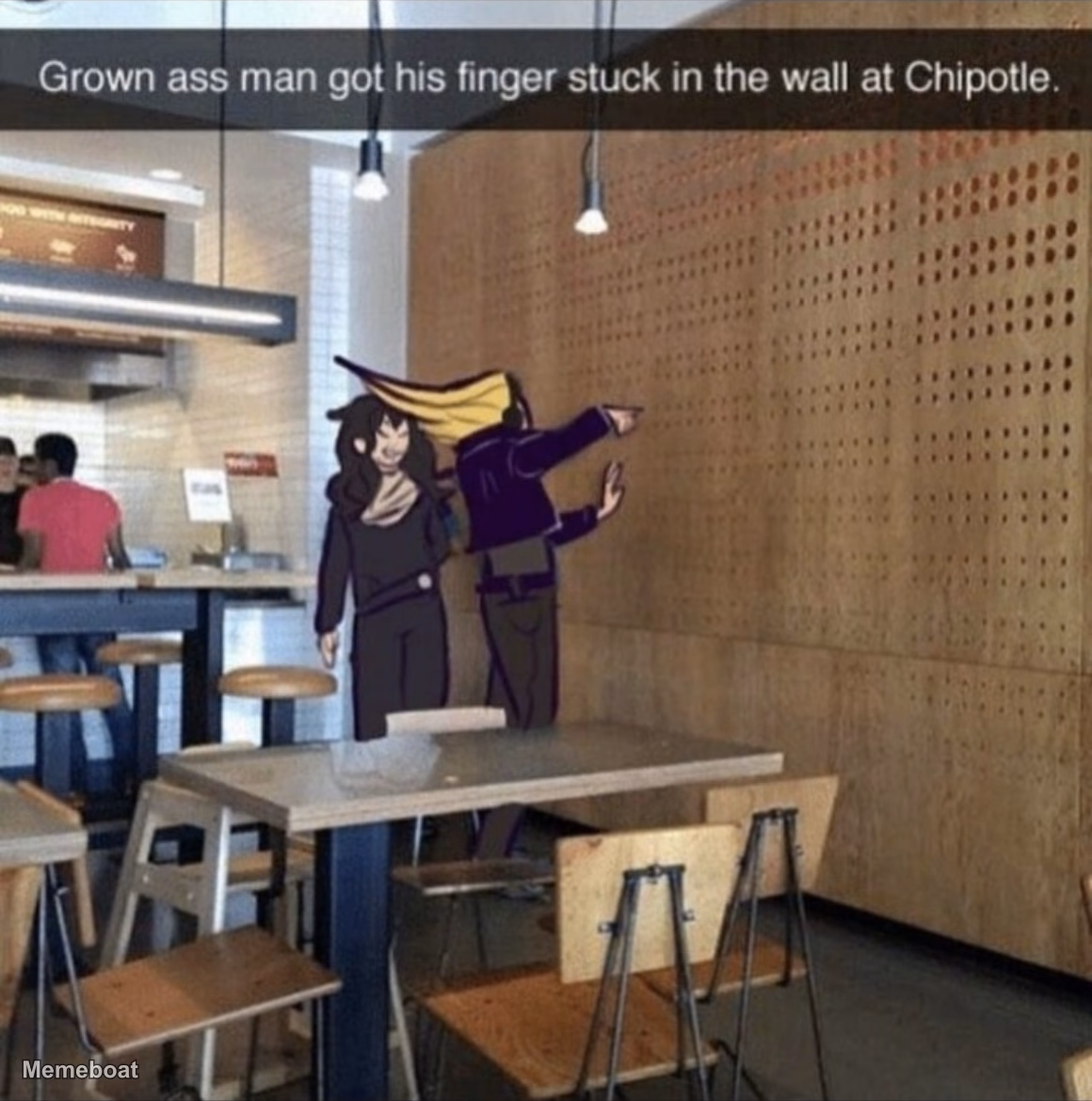 Grown Ass Man Got His Finger Stuck in the Wall at Chipotle - meme generator image preview