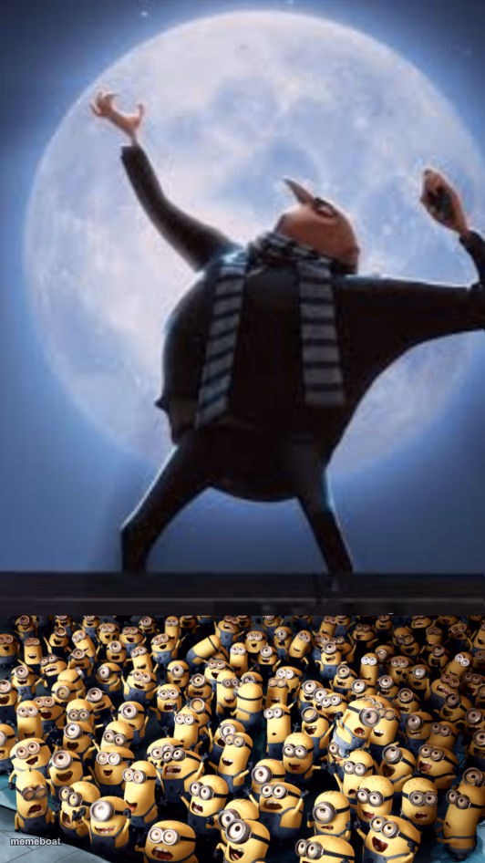 Gru Moon, Minion Cheering - meme generator image preview