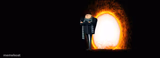 gru next to a portal
