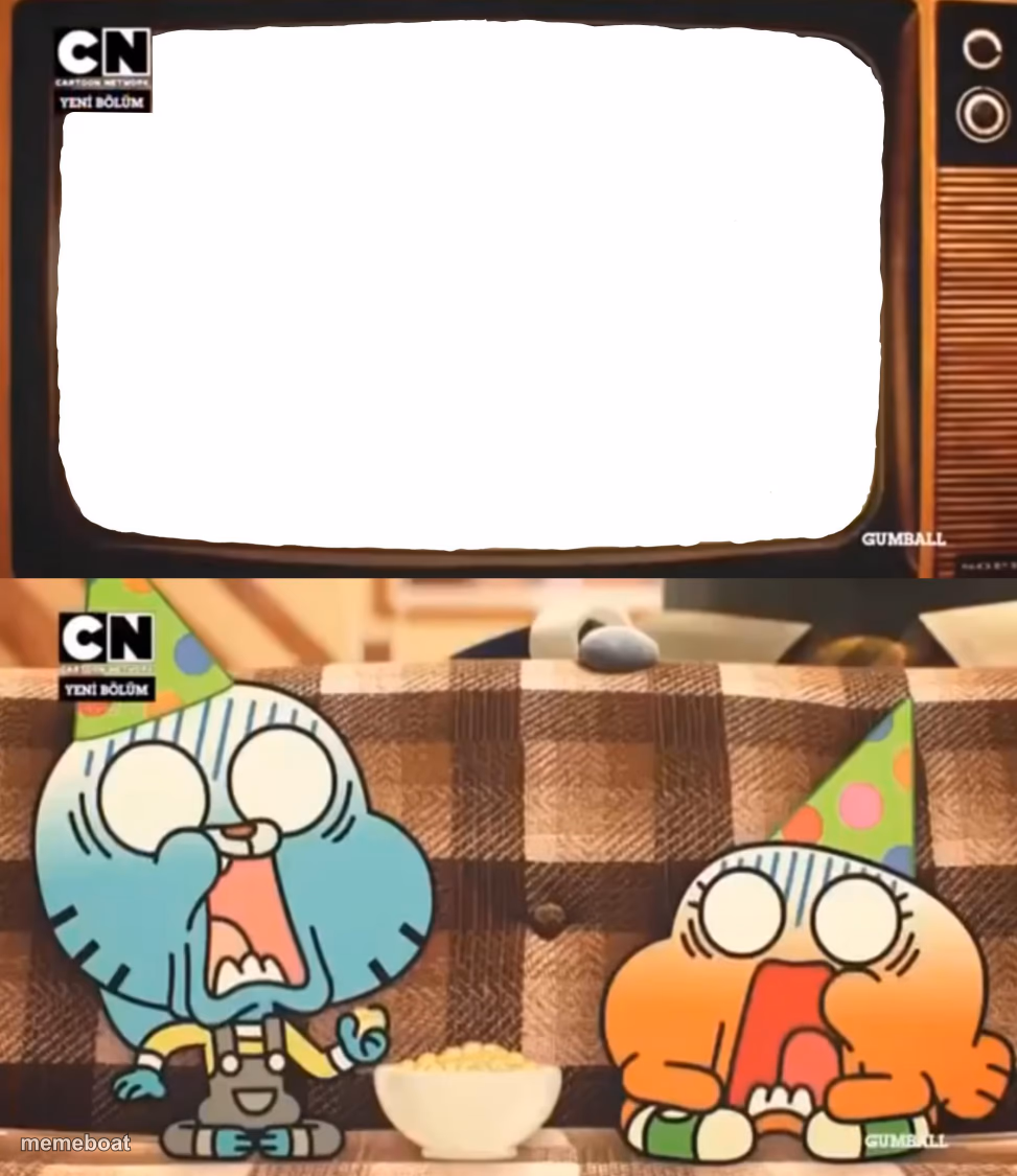 Gumball shocked after watching tv - meme generator image preview