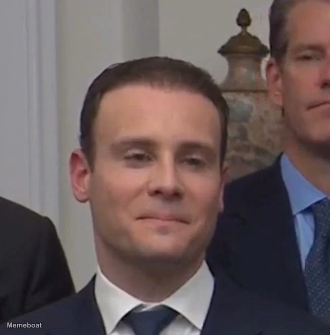 Guy behind Trump smirk / White House Crypto Summit - meme generator image preview