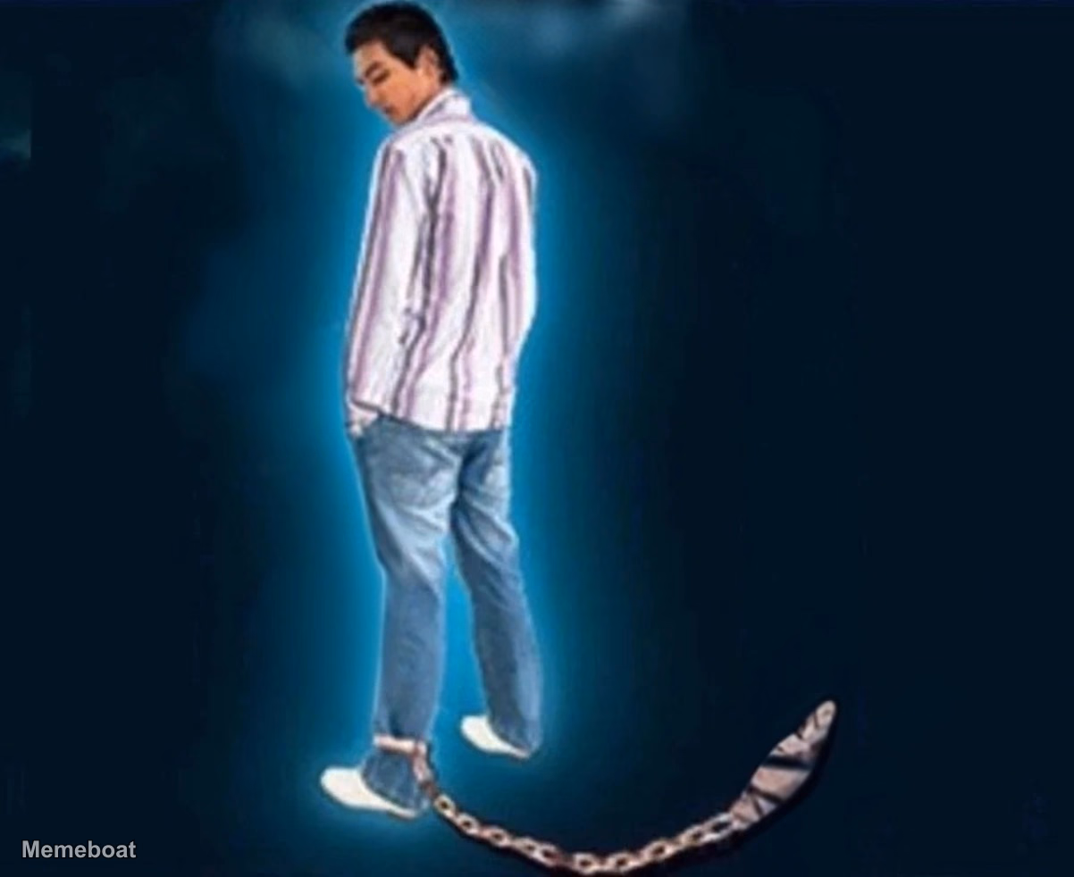 Guy Chained to Cigarette - meme generator image preview