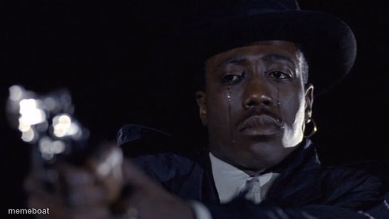 Guy crying while pointing gun - meme generator image preview