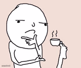 Guy holding a tea cup with a foot