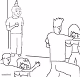 Guy in corner of party