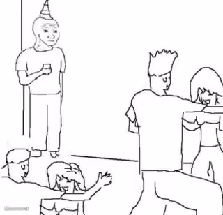 Guy in corner of party