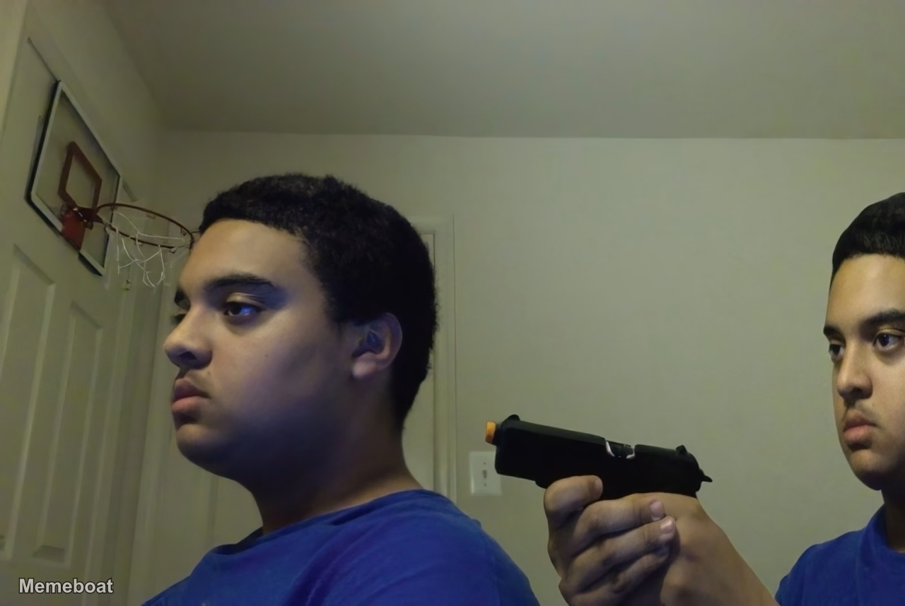 Mirror Gun Selfie - meme generator image preview