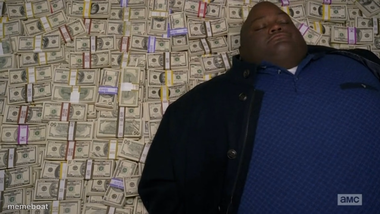 guy sleeping on pile of money - meme generator image preview