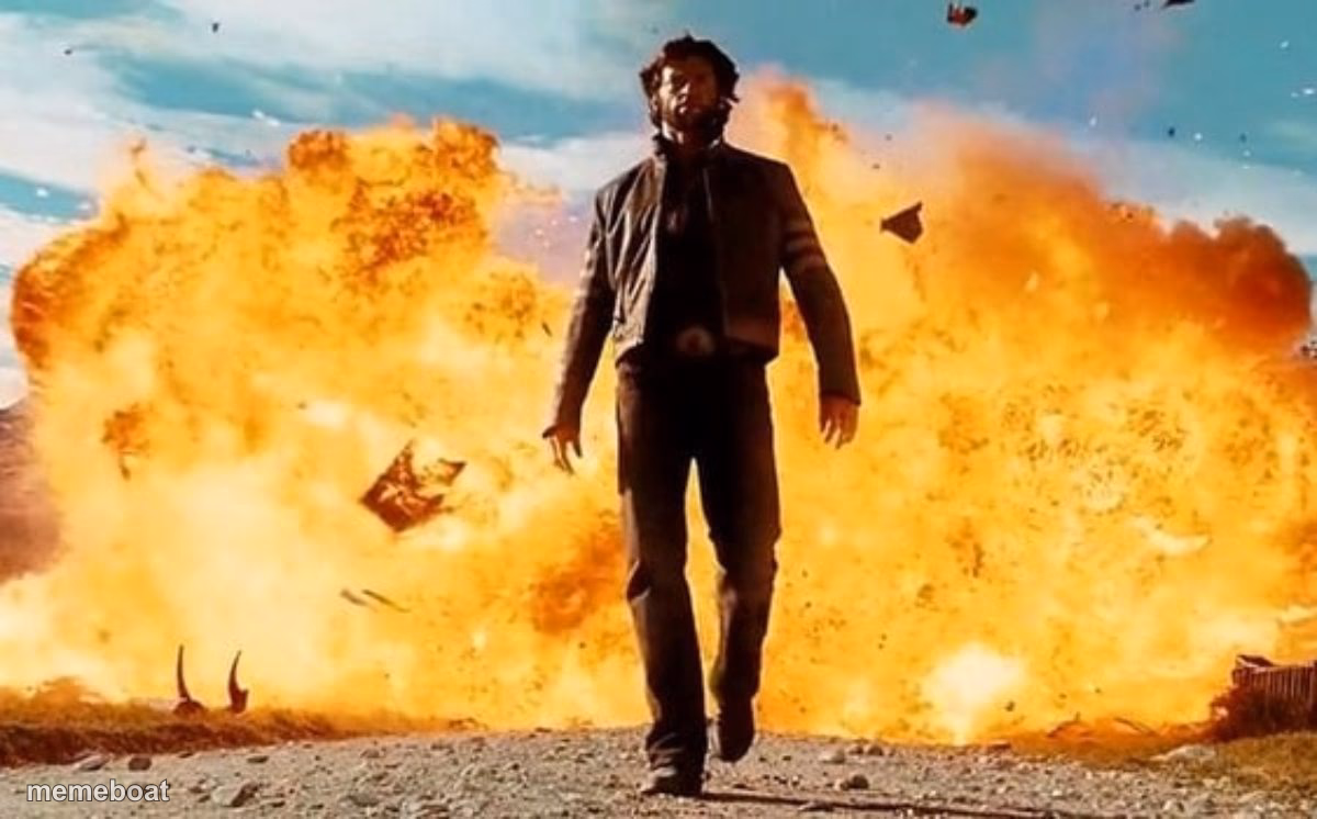 Guy Walking Away From Explosion - meme generator image preview