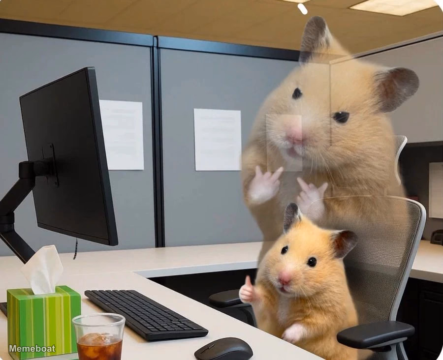 Hamster Pretending in an Office Cubicle - meme generator image preview