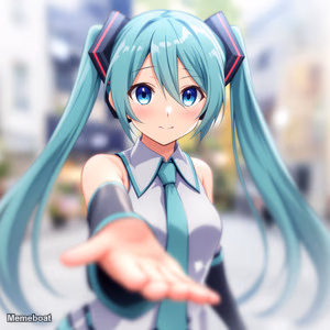 Reaching Hand Vocaloid Girl - meme generator image preview