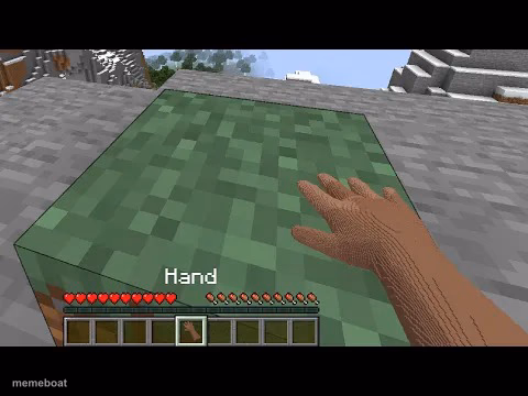 Hand touching Minecraft grass block - meme generator image preview