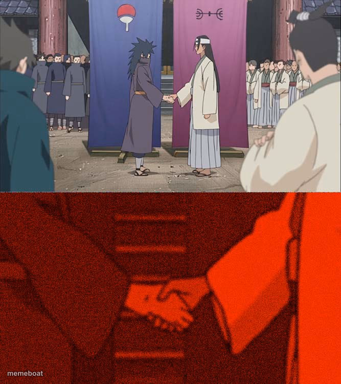 Handshake Between Madara and Hashirama - meme generator image preview