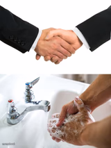 handshake washing hand
