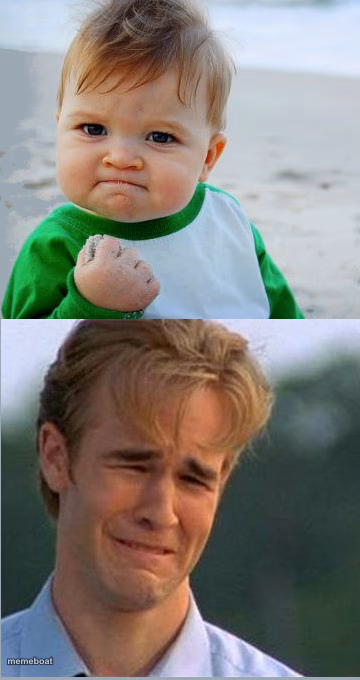Happy Sad Success Kid Crying 90s guy - meme generator image preview