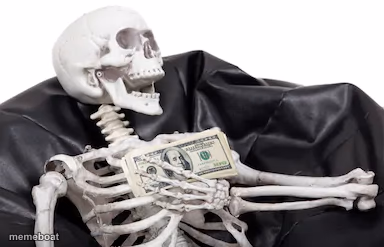 happy skeleton with money - meme generator image preview