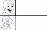 Happy wojak crying wojak