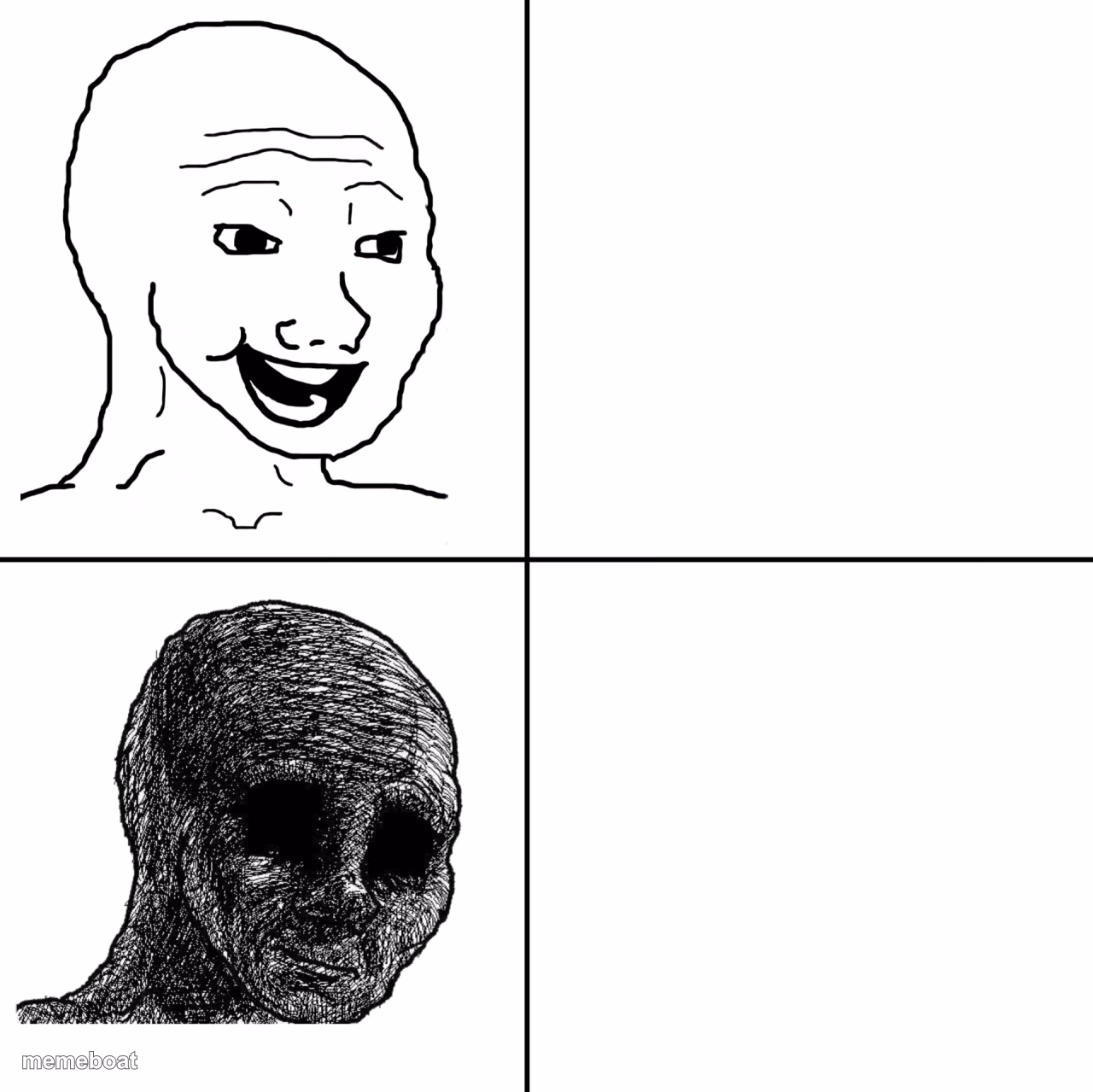 Happy Wojak vs Depressed Wojak - meme generator image preview
