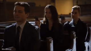 Harold Finch Smiling at Gunpoint