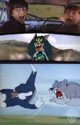 Harry Potter and Ron being chased by Tom with an extra panel