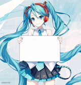 Hatsune Miku holding a sign