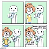 He just points at