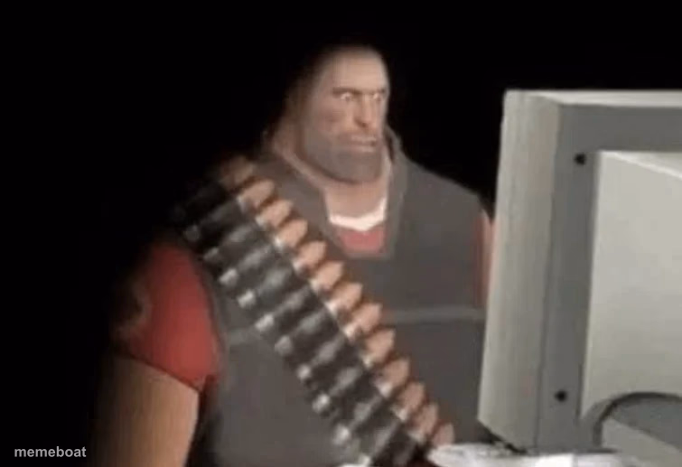 heavy from tf2 looking at computer - meme generator image preview