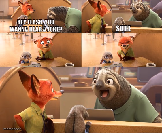 Hey Flash, you wanna hear a joke? (one liner version) - meme generator image preview