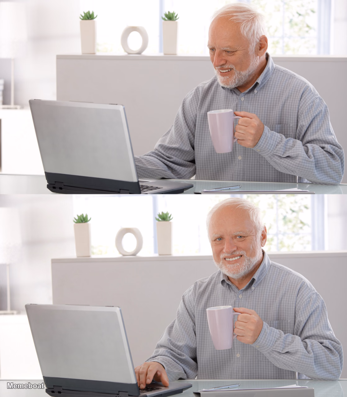 Hide the Pain Harold Drinking Coffee - meme generator image preview